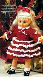 Crochet Doll Holiday Dress pattern for 18-inch doll - Crochet Doll clothes - Vintage patterns PDF Instant download