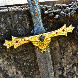 Unleash the Viking Warrior: Handmade Custom Damascus Steel Sword for Battle Ready Action