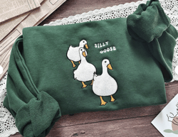 Silly Goose embroidered sweatshirt, Trendy sweatshirt, Embroidered Crewneck Sweatshir, Unisex sweatshirt