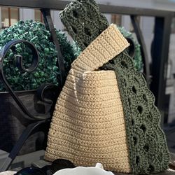 raffia knot bag, crochet bag, straw bag, summer wrist bag, crochet raffia bag, crochet raffia handbag, raphia bag