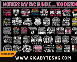 Mother's Day SVG Bundle, 100 Mother Quotes SVG, Mom SVG, Mom png, Mom T-shirt Designs, Digital files