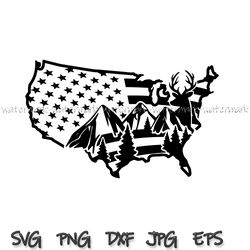 Deer SVG, American Flag Map SVG, 4th of July SVG, Hunting Svg, Buck Svg, Western, Png, Svg Files For Cricut, Sublimation