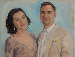 Portrait custom on canvas original oil painting from foto Birthday gift