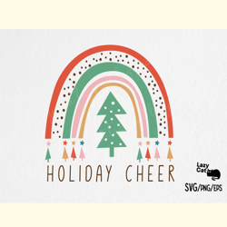 Boho Christmas Rainbow SVG Holiday Cheer