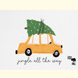 Hand Drawn Christmas Tree Car PNG
