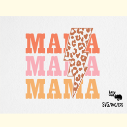Mama Lightning Bolt Leopard SVG Design