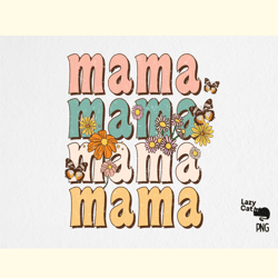 Mama Retro Flower PNG Sublimation