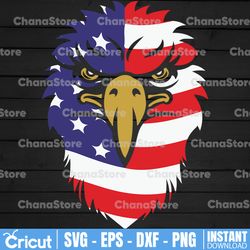 American eagle head SVG, Patriotic eagle with USA flag, 4th of July, independence Day, DXF Files For Cricut Silhouette