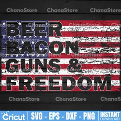 Beer Bacon Guns & Freedom Second Amendment PNG Sublimation Patriotic Print Design AI America EPS Usa Gun Rights