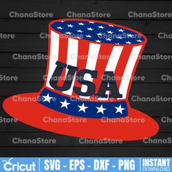 USA Hat SVG, American Hat Clipart, July 4th Vector, July Fourth Cricut, Patriotic Hat Cut File, Hat Silhouette,