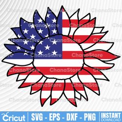 Patriotic Sunflower Svg, 4 juillet Svg, American Flag Svg, USA Svg Dxf Eps, America Svg, Girls, Memorial Day, Silhouette