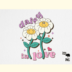 Retro Daisy in Love PNG Sublimation