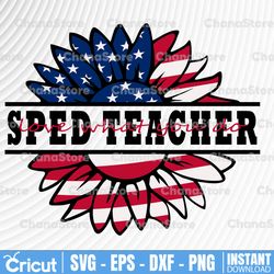 Sped Teacher Love What You Do American Flag SVG Preschool Teacher Sunflower svg 4th of July Patriotic Distressed Flag