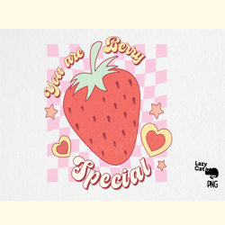 Strawberry Retro Valentines Day PNG