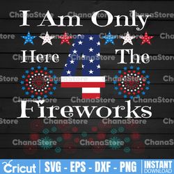 I Am Only Here 4 The Fireworks Funny 4th Of July  Firecrackers Independence Day Cut File svg PNG JPG Vector