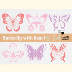 Valentines Butterfly Heart SVG Bundle