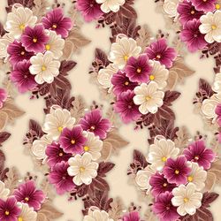 Ivory and Burgundy Vintage Flowers 42 Seamless Tileable Repeating Pattern