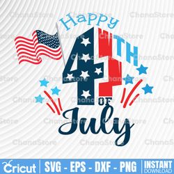 Happy Independence Day Svg, Happy 4th Of July SVG Cut File Instant Download, Silhouette, Fourth of July Svg