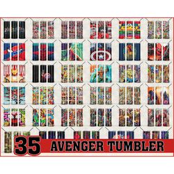 35 Marvel Comic 20oz Skinny Straight & Tapered Bundle, Template for Sublimation, Full Tumbler Wrap, PNG Download
