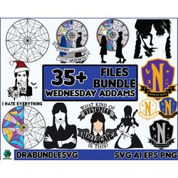 35 Wednesday Addams Bundle SVG, Wednesday SVG, Christmas SVG, Addams svg, Family svg, holiday svg, PNG, Digital Instant