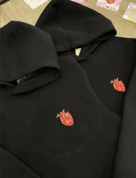 Couple Embroidered Anatomic Heart Hoodies Aesthetic Sweatshirts Matching Anniversary Birthday Gift for Her and Him