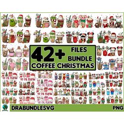42 Christmas Coffee Latte PNG, Christmas Coffee Png, Christmas Bundle, Snowman Reindeer, Pink Christmas Coffee Png,Print