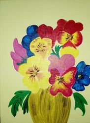 Pansies digital poster oil painting on canvas