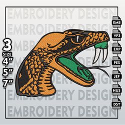 Florida AM Rattlers  Embroidery Designs, NCAA Logo Embroidery Files, NCAA Florida AM, Machine Embroidery Pattern