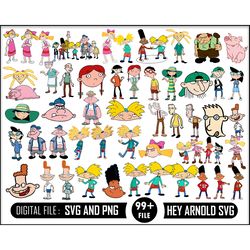 99 Hey Arnold, Hey Arnold, Hey Arnold Svg, Cartoon Svg, Bundle 2,Disney svg Digital Download