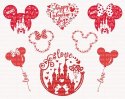Mouse Valentine Bundle Svg, Mouse Love Svg, Mouse Castle Love Svg, Valentine's Day, Mouse Balloon Svg, Valentines Couple
