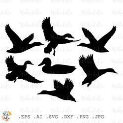 Duck Silhouette Svg Hunting Bird Cutting Cricut Files Stencil Templates Dxf Clipart Png