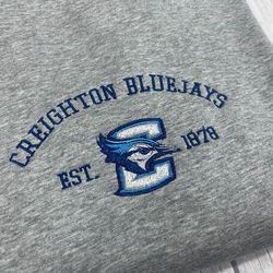 Creighton Bluejays Embroidered Sweatshirt, NCAA Embroidered Sweatshirt, Embroidered NCAA Shirt, Hoodie