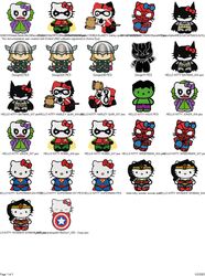 Collection HELLO KITTY SUPER HERO KITTY Embroidery Machine Designs PES JEF HUS DST EXP VIP XXX