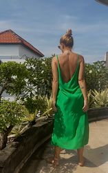 Sexy open back dress |Wendy green dress | Summer Classy Beach Dress | Long Elegant gown Strap Dress | deep v back