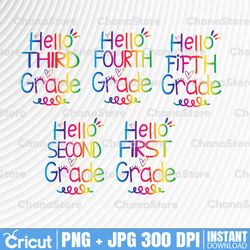 Hello Grade Bundle Png, Fifth Grade Png, School Png, Tie Dye Png, Teacher Png, Back To School Png, First day of school,