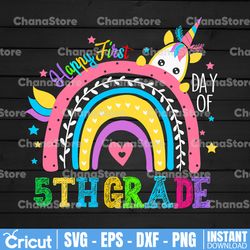 Happy First Day Of 5th Grade Unicorn PNG, Unicorn Fifth Grade PNG ,Students Teacher Rainbow Unicorn PNG