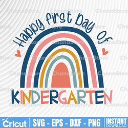 Happy First Day Of Kindergarten Png, First Day of School Shirt Design, 1st Day of School Retro Rainbow Png