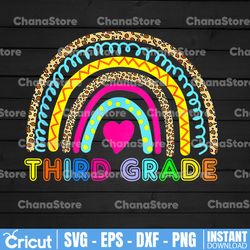 Third grade teacher sublimation file, Teacher shirt PNG, Rainbow Sublimation design, Digital download