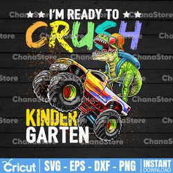 Kindergarten Dinosaur Monster Truck Back To School Boys Gifts Png, Kids Back To School Party Crush Kindergarten Monster