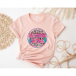 Leopard Print Birthday Girl Shirt,Gift For Birthday Girl,Youth Girl Birthday Present,Family Birthday Party Shirts,Birthd