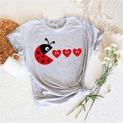 Ladybug Shirt,Ladbug Eating Little Cute Hearts,Love Bug Shirt,Cute Valentine Shirt,Matching Valentines Day Shirt,Persona