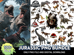 100 Files Jurassic PNG Bundle, Cliparts Jurassic, Dino Rex