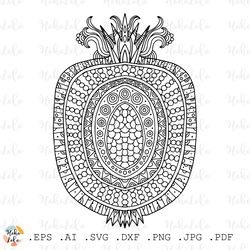 Pineapple Coloring Page Pdf Cricut Svg Clipart Png Stencil Dxf