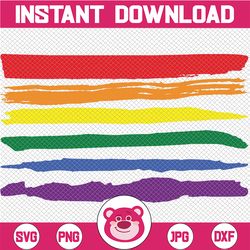 Gay Rainbow Flag Paint Stroke Pride Love Symbol LGBT Pride Right Power Homosexual Lesbian Design Element Art Logo SVG PN