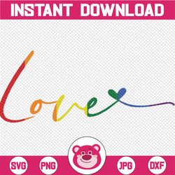 Lgbt Love Svg. Rainbow Flag Heart. Vector Cut file for Cricut, Silhouette, Pdf Png Eps Dxf, Decal, Sticker, Vinyl, Pin