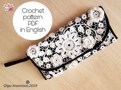Lace bag for glasses  crochet pattern , flower crochet pattern , crochet motif , crochet flower pattern , bag crochet .