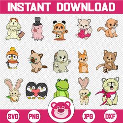 Cartoon Animals Svg, Animals for Kids Svg, Animal Cartoon Clipart - Cut animals digital design - animal graphic design S