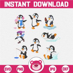 Penguins Svg/Eps/Dxf/Png, Penguin Clipart, Penguin Illustrator, Penguin Clip, Penguin Cartoon, Penguin Vector, Penguin S