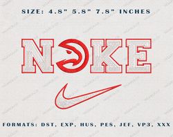 NIKE NBA Atlanta Hawks Embroidery Design, Basketball Team Embroidery Machine Design, Basketball Team Embroidery File