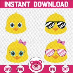 Cool Chick SVG Cut Files, Easter clipart, spring clip art, happy printable baby chicken head, farmhouse animals, cute ch